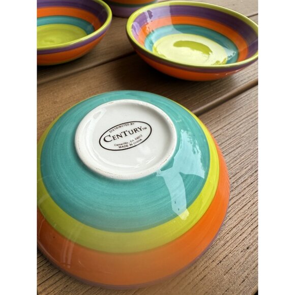 Century Olive Oil Bottle With 4 Dipping Bowls Striped - Picture 5 of 7